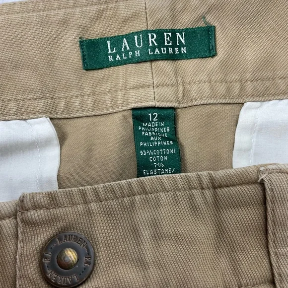 Lauren Ralph Lauren Khaki Twill Pants Horseshoe Charm Size 12 - Picture 9 of 13
